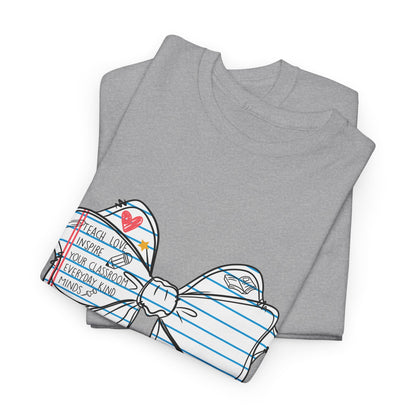 Teach. Love. Inspire. Notebook Bow Shirt (Personalized Option Available)