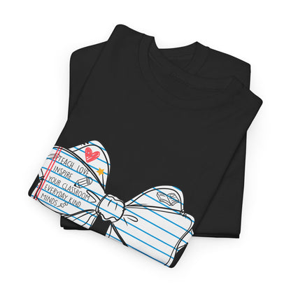 Teach. Love. Inspire. Notebook Bow Shirt (Personalized Option Available)